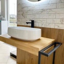Libra - Дървен плот за баня с конзоли, дъб